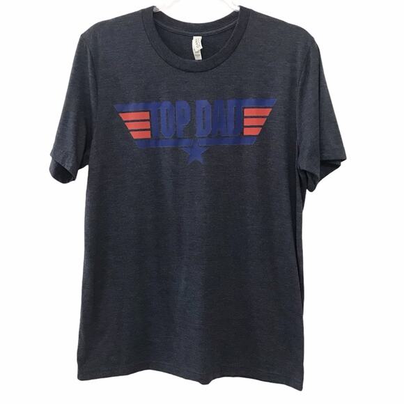 Bella Canvas Heathered Navy Top Dad Graphic Short Sleeve T-Shirt - Large - Picture 1 of 6